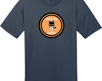 Kitty Cats and Coffee T-Shirt, Cat Lover T-Shirt, Coffee And Cats Tee, Cat Mom Dad Gift, Funny Cat Shirt, Custom Graphic Tee