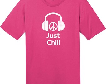 Just Chill Headphones T-Shirt, Chill Vibes T-Shirt, Music Headphones Tee, Relax Lo-Fi Shirt, Music Lover Gift, Custom Graphic Tee