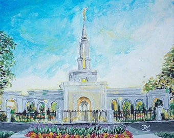 Sacramento California LDS Temple (original painting by Bekalyn Craig)