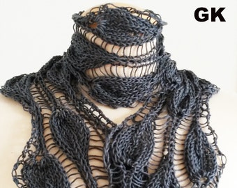 Giezen PDF Pattern Triple Leaf Drop Scarf hand knit
