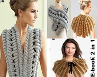 Giezen E-book 2 in 1Reversible  Scarf/Cowl Wheat hand knit