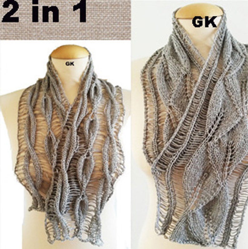 Giezen E-book PDF Patterns 2 in 1 Linen leaf Scarf image 1