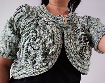 Superwashed Merino Extrafine Cardigan Spirals Hand knitted