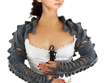 Knitting Pattern PDF Shrug Spike Gray