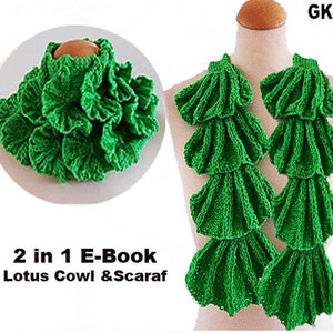 2 in 1 E-Book Lotus Cowl&Scarf PDF Patterns image 1