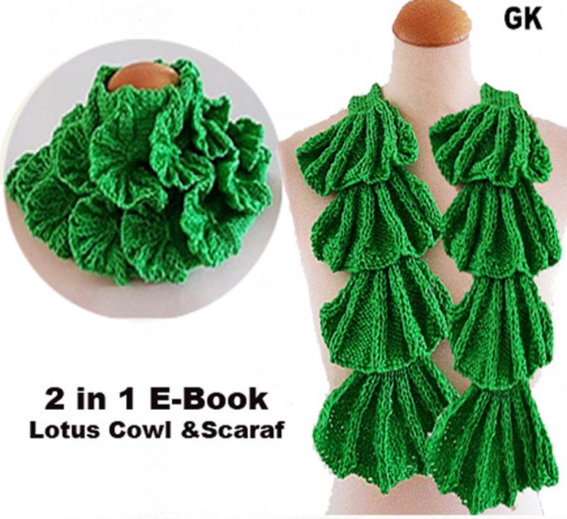 2 in 1 E-Book Lotus Cowl&Scarf PDF Patterns image 1