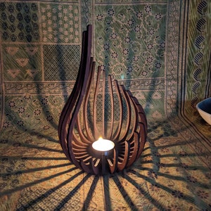 Eleganter Teelichthalter aus Buche, Holz, Teelicht Kerzenhalter