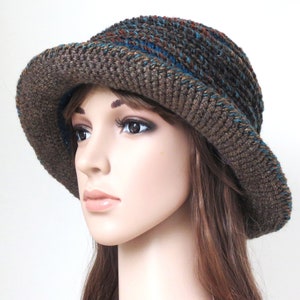 Boho Brim Hat in Brown and Teal Blue Rustic Colours Ladies Headwear - Etsy