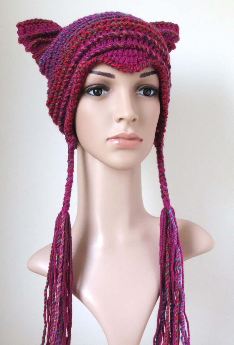 Pink Cat Hat Women's Hot Pink Winter Hat Cat Ears Beanie Etsy
