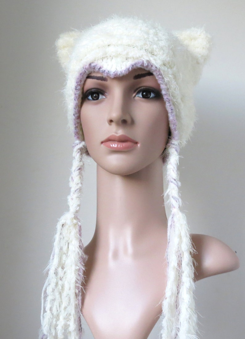 White Cat Hat for Women and Teen Girls Fuzzy Faux Fur Kitty Etsy