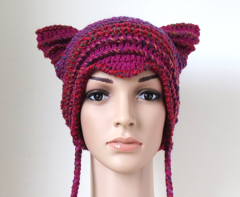 Pink Cat Hat Women's Hot Pink Winter Hat Cat Ears Beanie Etsy