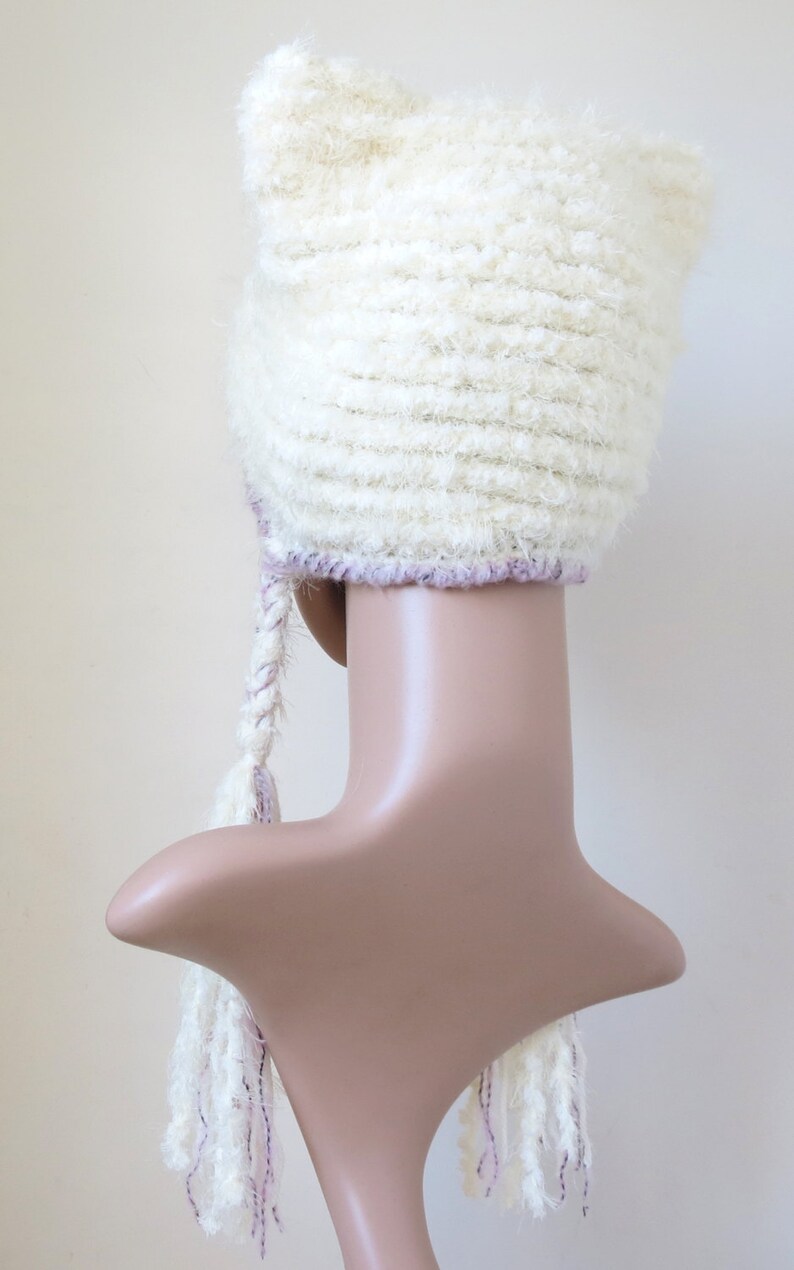 White Cat Hat for Women and Teen Girls Fuzzy Faux Fur Kitty Etsy