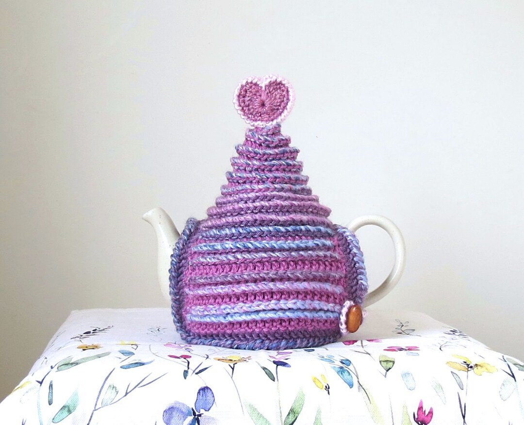 Pink Tea Cosy, Knit Crochet Teapot Cover, Unique Tea Gift Etsy