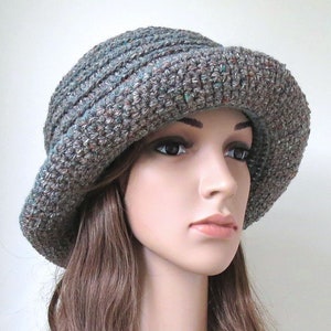 Women's Brim Hat in Natural Fibres, Grey Wool Silk Sustainable Fashions ...