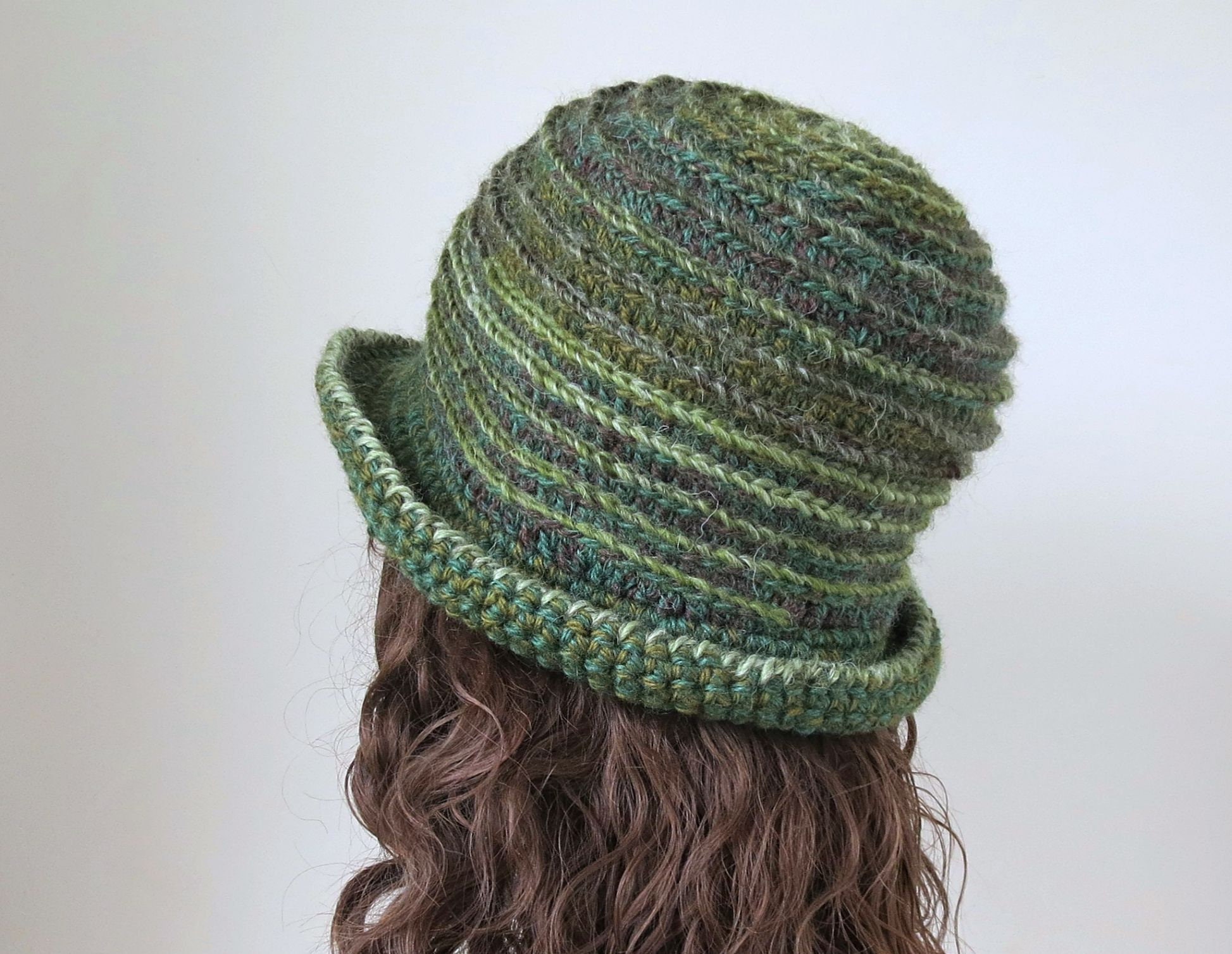 Vintage Moss Green Chenille Bucket Hat 83% Wool Blend Knit Soft Texture Ireland Mackintosh of Ireland Double Textured Cotton Bucket Hat  main image 4