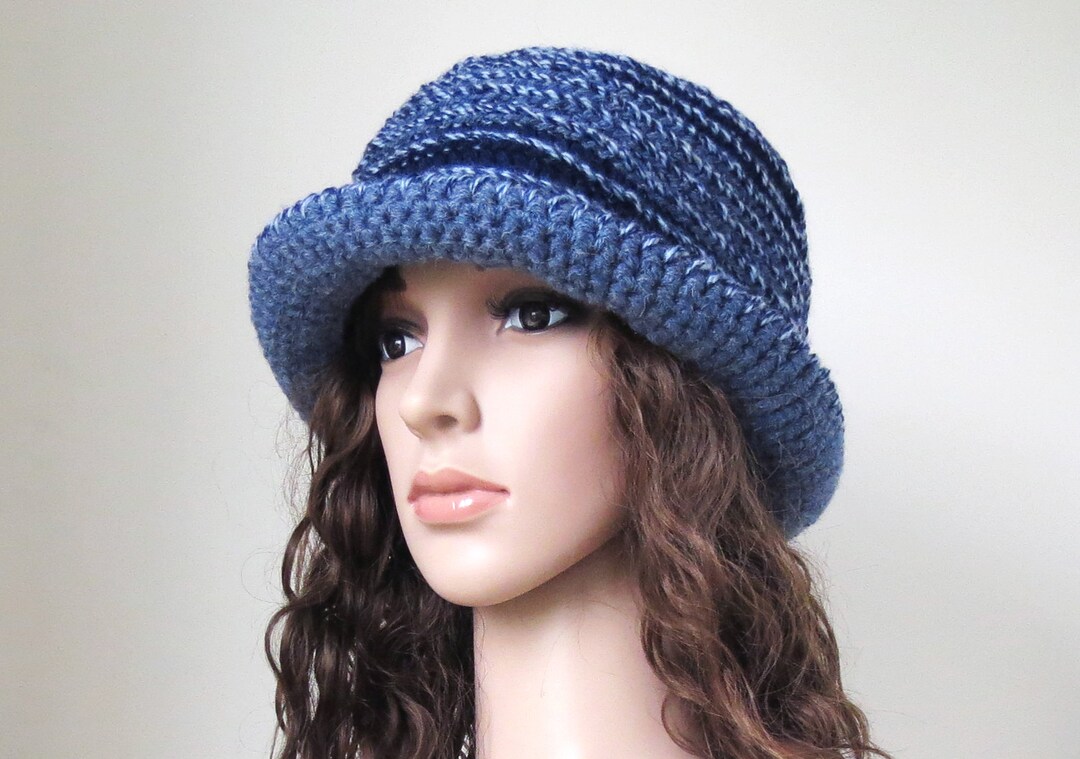 Blue Boho Brim Hat in Wool Blend - Etsy