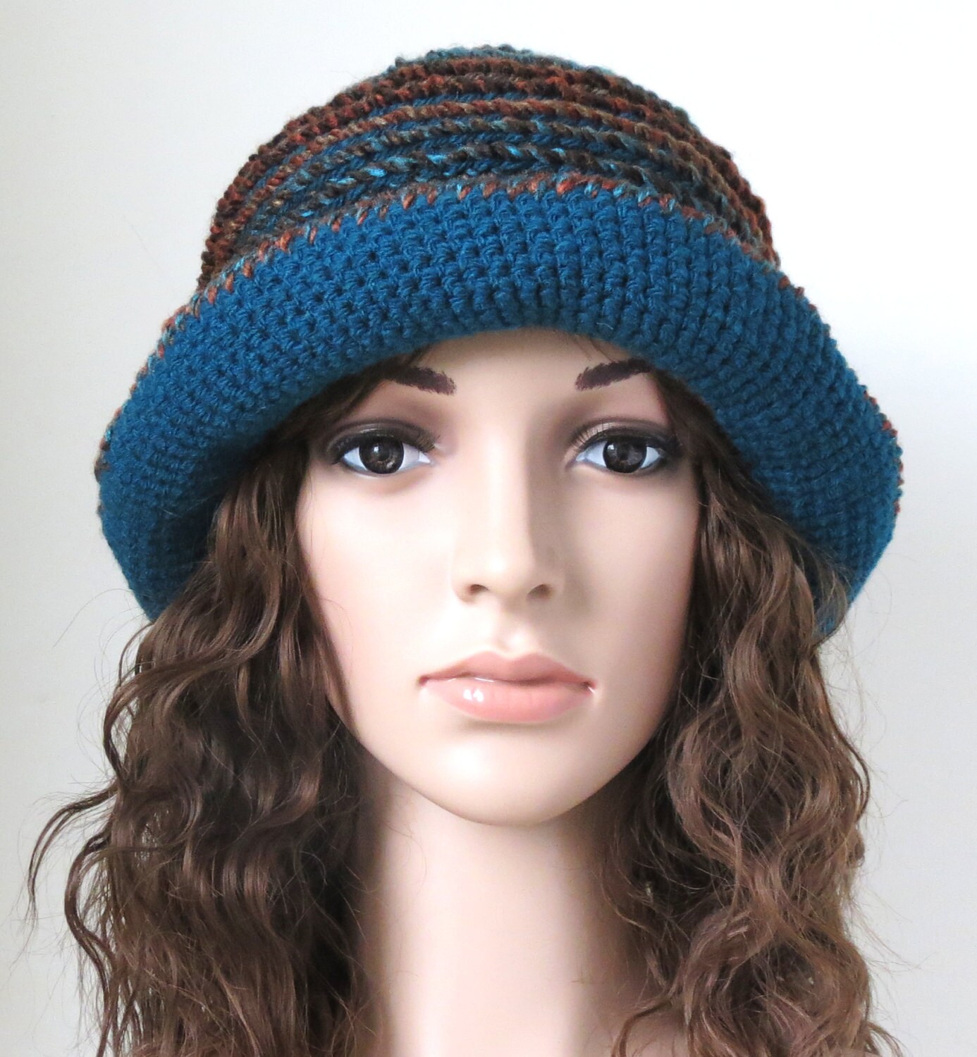 Blue Brim Hat Boho Style Crochet Accessory for Women | Etsy