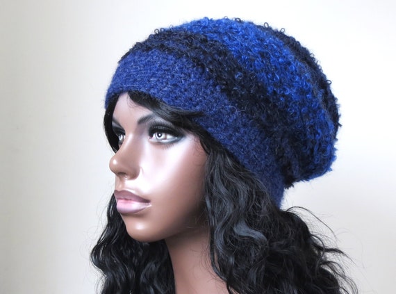 Alpaca Textured Knit Beanie in Blue and Black Alpaca Beanie - Nightsky | By Shupaca main image 3