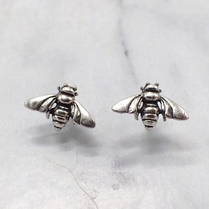 Bee Earrings, Silver Bee Stud Earrings, Bumble Bee Earrings, Silver Bee Earrings, Honeybee Earrings, Tiny Bee Earrings, Bee Gift, Bee Keeper