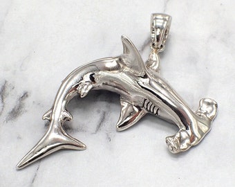 Shark Pendant, Hammer Head Shark Pendant, Shark Necklace, Silver Shark Pendant, Silver Shark, Shark Gift for Him, Shark Jewelry, Shark Gift