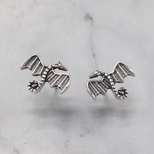 Silver Dragon Stud Earrings, Tiny Dragons, Fantasy Jewelry, How to Train Your Dragon, Viking Studs, Hypoallergenic Kids Earring