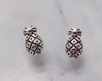 Pineapple Earrings, Silver Pineapple Studs, Small Pineapple Earrings, Pineapple Jewelry, Fruit Earrings, Fruit Stud Earrings, Kids Pineapple