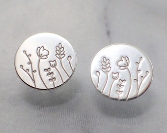 Wildflower Earrings, Floral Silver Earrings, Girls Wildflower Gifts, Wildflower Jewelry, Silver Flower Earrings, Women's Wildflower Gifts