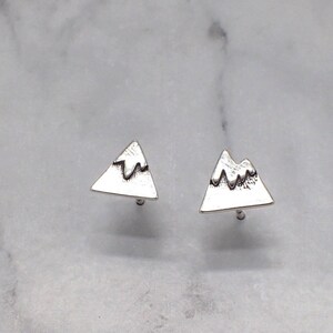 Silver Mountain Studs, Mountain Earrings, Mountain Peak Studs, Mountain Gift for Woman, Second Ear Piercing, Outdoor Jewelry, Outdoor Studs