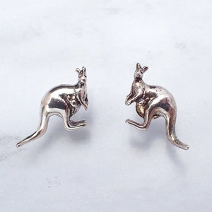 Silver Kangaroo Earrings, Kangaroo Studs, Wallaby Kangaroo Jewelry, Australia Jewelry, Kids Kangaroo Earrings, Silver Kangaroo, Aussie Gift