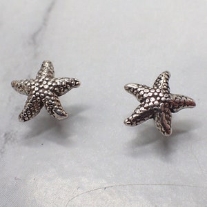 Silver Starfish Earrings, Starfish Studs, Sea Star Stud Earrings, Beach Stud Earrings, Silver Sea Star, Second Hole Studs, Small Starfish image 1