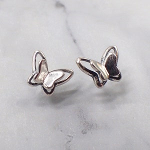 Butterfly Earrings, Sterling Silver Butterfly Studs, Butterfly Jewelry, Kids Butterfly Earrings, Girls Silver Butterfly Studs, 3D Butterfly