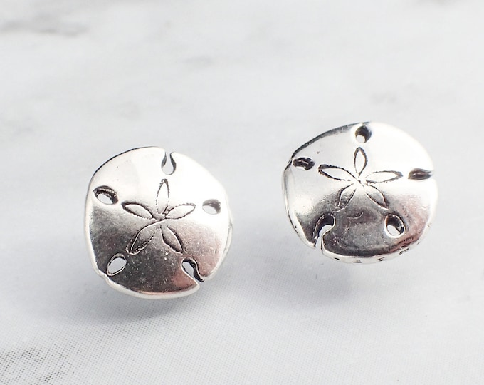 Oxidized Sand Dollar Stud Earrings
