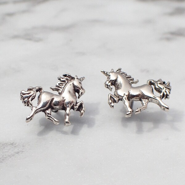 Unicorn Earrings, Silver Unicorn Stud Earrings, Unicorn Earrings for Girls, Unicorn Jewelry, Unicorn Gift for Kids, Unicorn Earrings Teens