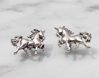 Unicorn Earrings, Silver Unicorn Stud Earrings, Unicorn Earrings for Girls, Unicorn Jewelry, Unicorn Gift for Kids, Unicorn Earrings Teens