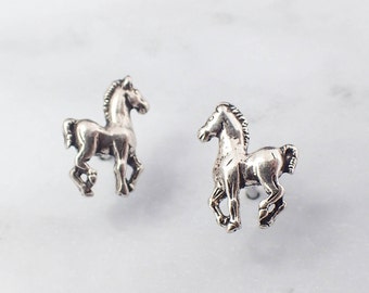 Silver Horse Earrings, Horse Stud Earrings, Sterling Silver Horse earrings, Horse Jewelry, Pony Jewelry