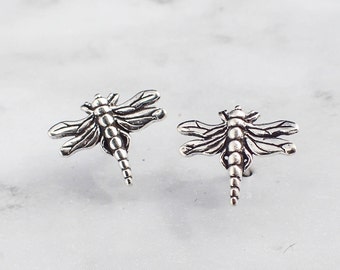 Silver Dragonfly Stud Earrings, Cute Bug Earrings, Small Dragonfly, Girls Birthday Gift, Teen Jewelry, Second Hole Piercing, Sterling Bugs