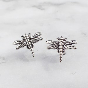 Silver Dragonfly Stud Earrings, Cute Bug Earrings, Small Dragonfly, Girls Birthday Gift, Teen Jewelry, Second Hole Piercing, Sterling Bugs