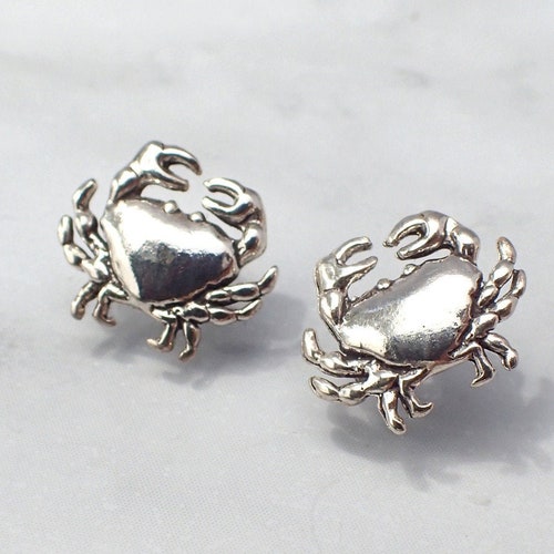 Crab Stud Earrings Sterling Silver Crab Earrings Tiny Crab Etsy