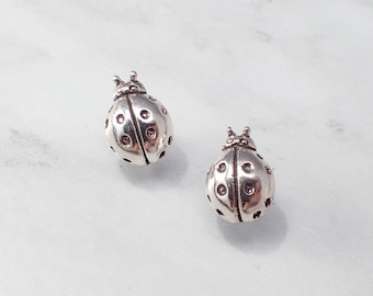 Lady Bug Stud Earrings, Sterling Silver Lady Bug earrings, Minimalistic Tiny Lady Bug earrings, cute Lady Bug earrings, Insect Studs