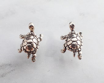 Pendientes de tortuga, pendientes de tortuga de plata de ley, tachuelas de tortuga, pendientes de plata para adolescentes, pendientes de plata para niños, tachuelas de pendientes de reptiles