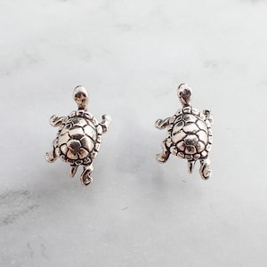 Turtle Earrings, Sterling Silver Turtle earrings, Turtle Studs, Silver Earrings for Teens, Silver Earrings for Kids, Reptile Earring Studs