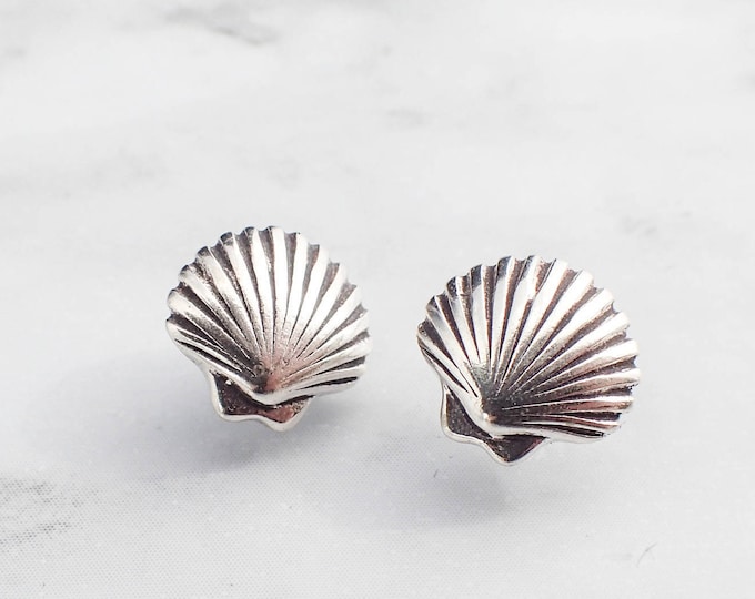 Silver Shell Stud Earrings Sea Shell Stud Earrings Tiny - Etsy