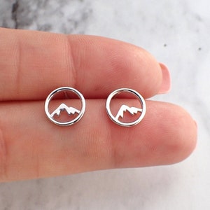 Silver Mountain Studs, Mountain Earrings, Mountain Gift For Her, Silver Stud Earrings, Second Ear Piercing, Silver Earrings for Kids