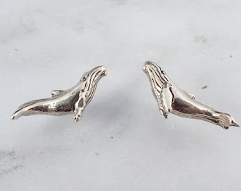 Sterlingzilveren oorknopjes met bultrug, delicate walvissieraden