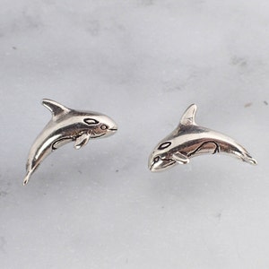 Orca Earrings, Killer Whale Stud Earrings, Sterling Silver Orca Earrings, Whale Earrings, Orca Stud Earrings, Orca Gift, Killer Whale Gift