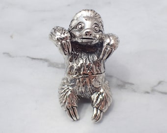 Sterling Silber Faultier Anhänger, niedlicher Tier Schmuck