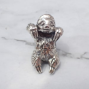 Silver Sloth Pendant, Silver Sloth Necklace, Cute Hanging Sloth Pendant, Sloth Jewelry, Sloth Lover Gift, Cute Sloth, Solid Silver Sloth