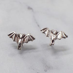 Bat Earrings, Sterling Silver Bat Studs, Tiny Bat Jewelry, Gothic Jewelry, Teen Goth Gift, Cute Halloween Earrings, Spooky Earrings, Vampire