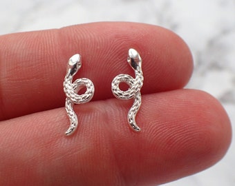 Snake Earrings, Silver Snake Studs, Kids Snake Earrings, Boa Earrings, Small Snake Studs, Serpent Earrings, Snake Mom Gift, Reptile Earrings