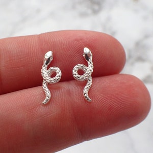 Snake Earrings, Silver Snake Studs, Kids Snake Earrings, Boa Earrings, Small Snake Studs, Serpent Earrings, Snake Mom Gift, Reptile Earrings